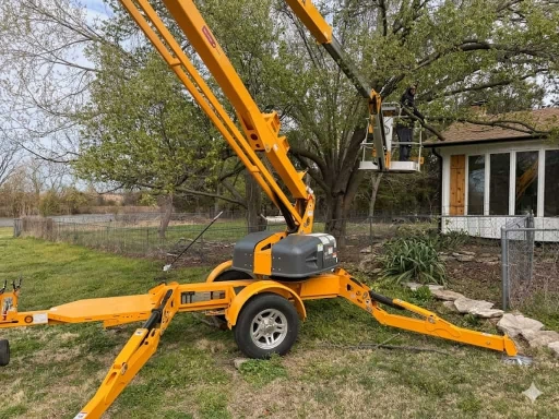 Professional towable boom liftfor safe tree removal in Wichita KS